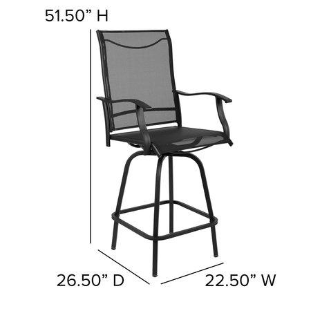 Flash Furniture 2PK Outdoor Stool - 30 inch Patio Bar Stool, Black 2-ET-SWVLPTO-30-BK-GG